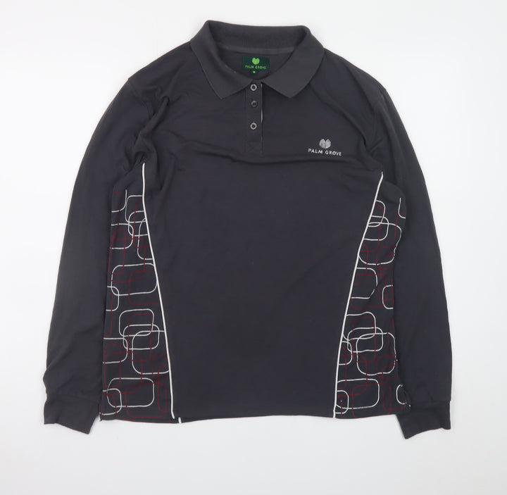Palm Grove Men’s Black Long Sleeve Polo Shirt Size 16 Regular Fit