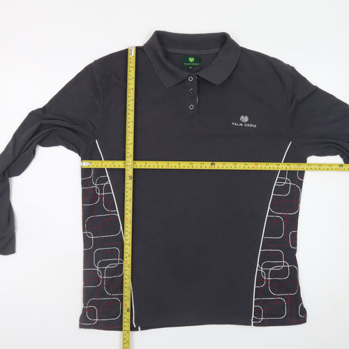 Palm Grove Men’s Black Long Sleeve Polo Shirt Size 16 Regular Fit