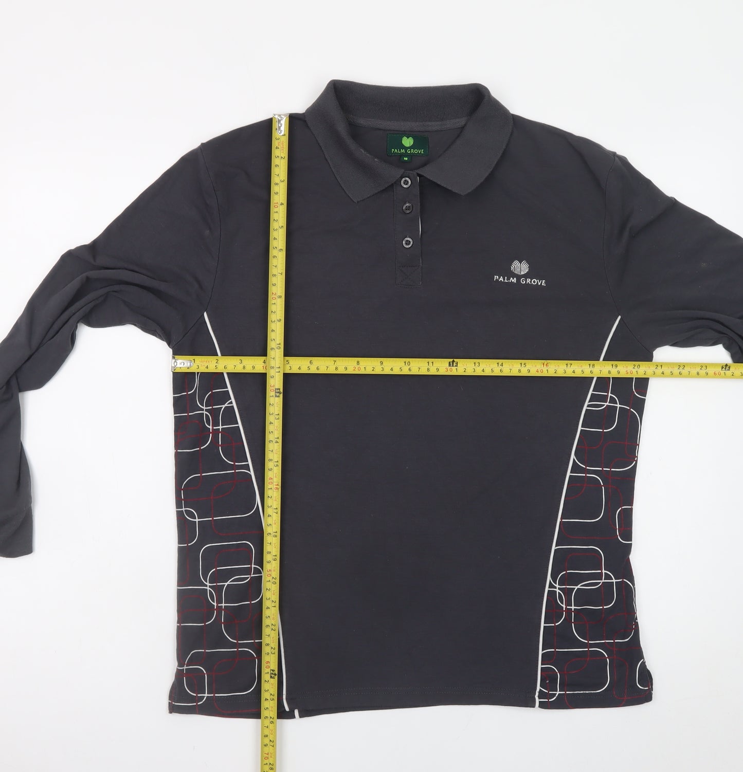Palm Grove Men’s Black Long Sleeve Polo Shirt Size 16 Regular Fit