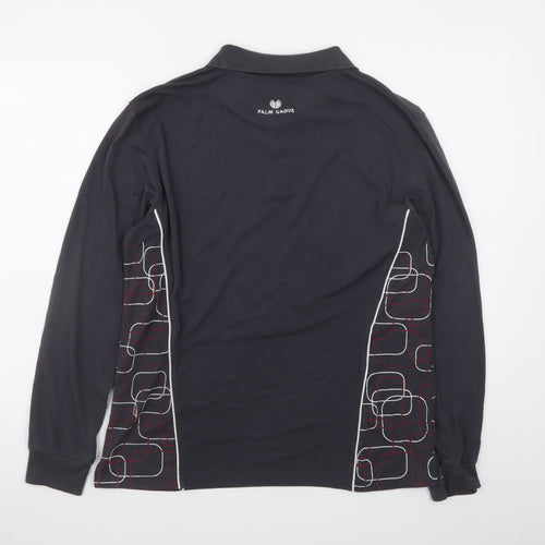 Palm Grove Men’s Black Long Sleeve Polo Shirt Size 16 Regular Fit
