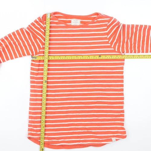 Fat Face Women's Orange Striped Long Sleeve Cotton T-Shirt UK 8