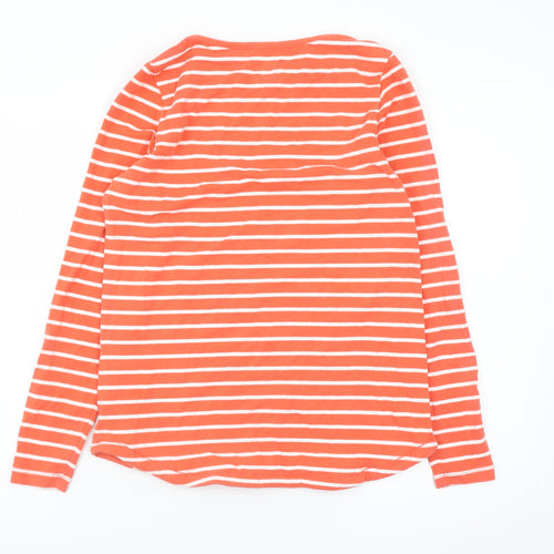 Fat Face Women's Orange Striped Long Sleeve Cotton T-Shirt UK 8