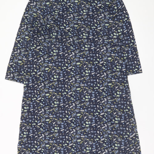 Weird Fish Women Blue Floral Shift Dress Size 16 Cotton 3/4 Sleeve