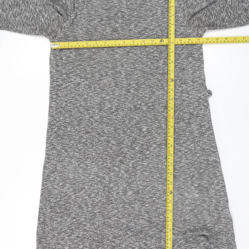 Topshop Women Grey Size 8 Long Sleeve Shift Jersey Dress