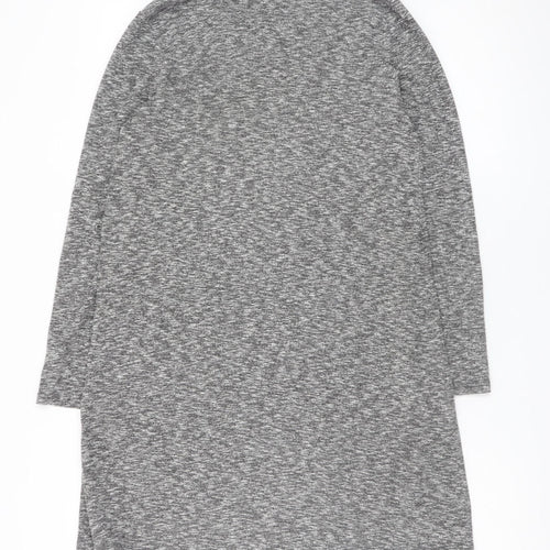 Topshop Women Grey Size 8 Long Sleeve Shift Jersey Dress