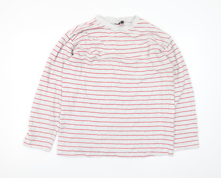 ASOS DESIGN Women’s Grey Red Striped Long Sleeve T-Shirt Size S