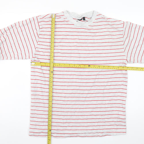 ASOS DESIGN Women’s Grey Red Striped Long Sleeve T-Shirt Size S