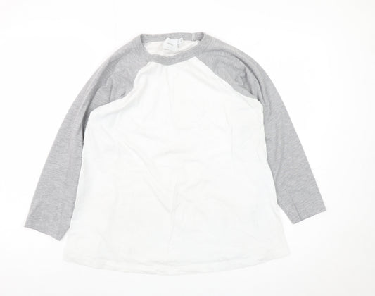 ASOS Women’s Grey White Raglan 3/4 Sleeve Colourblock T-Shirt Size 8