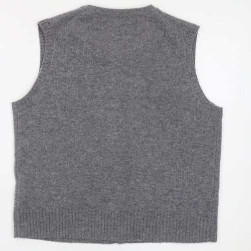 ZARA Women Grey Wool Blend Sleeveless Cardigan Vest S