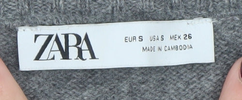 ZARA Women Grey Wool Blend Sleeveless Cardigan Vest S