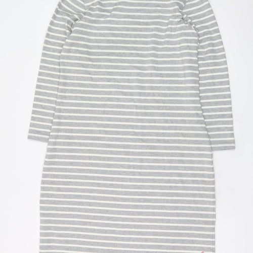 Joules Women Grey Striped Cotton Shift Dress Size 12