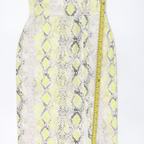 New Look Womens Yellow Snake Print Bodycon Midi Dress Size 10