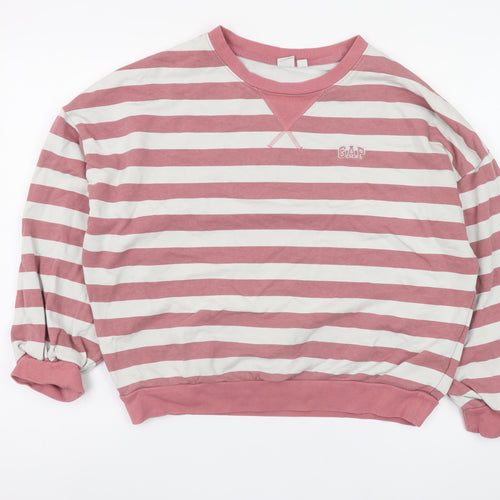 GAP Women’s Pink White Striped Crew Neck Long Sleeve Cotton Top XS
