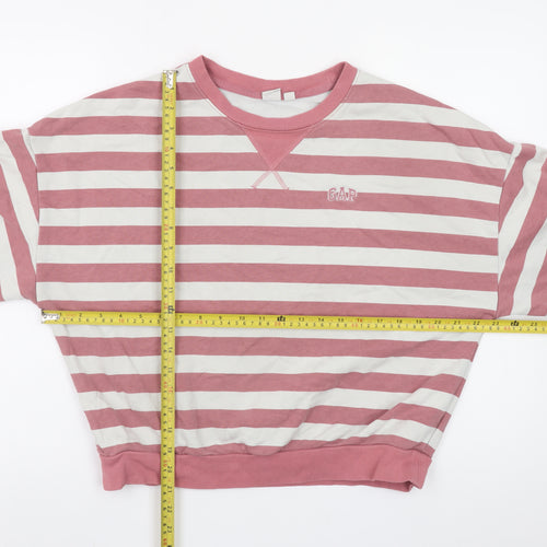 GAP Women’s Pink White Striped Crew Neck Long Sleeve Cotton Top XS