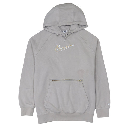 Nike Women’s Beige Oversized Pullover Hoodie Size S Zip Pocket