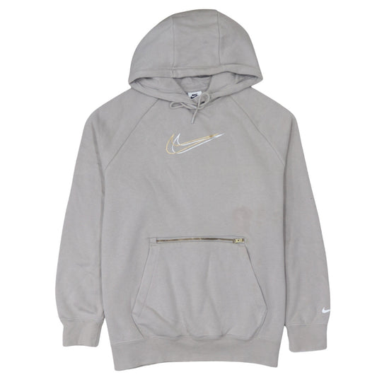 Nike Women’s Beige Oversized Pullover Hoodie Size S Zip Pocket