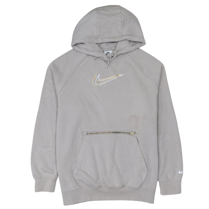 Nike Women’s Beige Oversized Pullover Hoodie Size S Zip Pocket