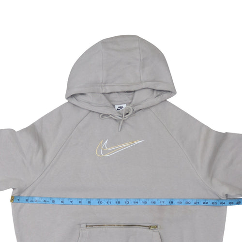 Nike Women’s Beige Oversized Pullover Hoodie Size S Zip Pocket