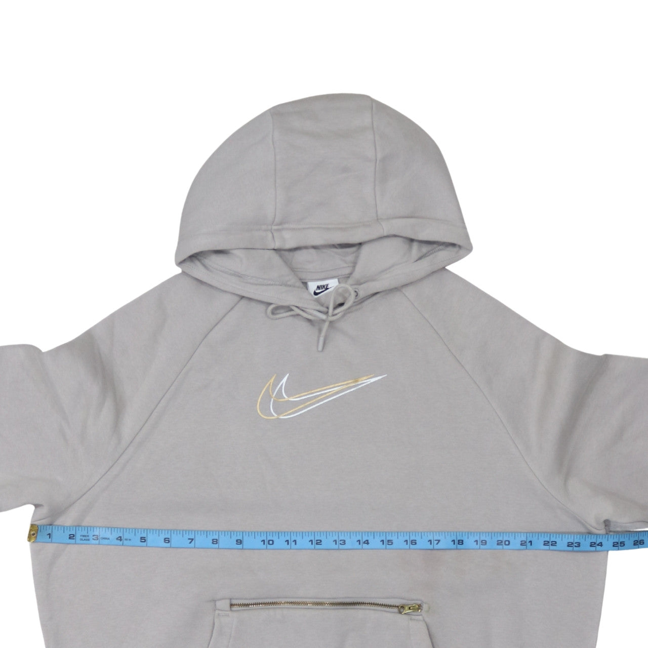Nike Women’s Beige Oversized Pullover Hoodie Size S Zip Pocket