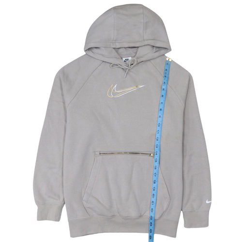 Nike Women’s Beige Oversized Pullover Hoodie Size S Zip Pocket