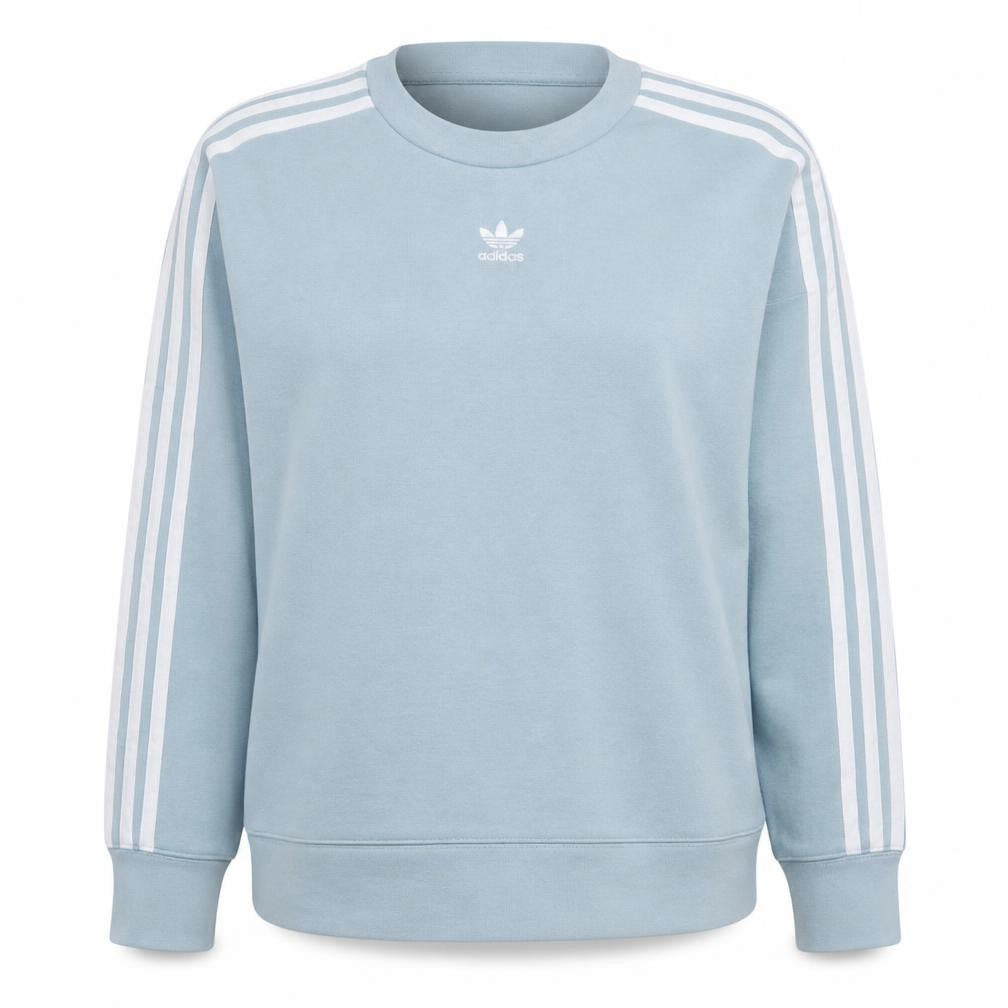 Front view of Adidas Women Blue Crew Neck Pullover Sweatshirt UK 8 Relaxed Fit