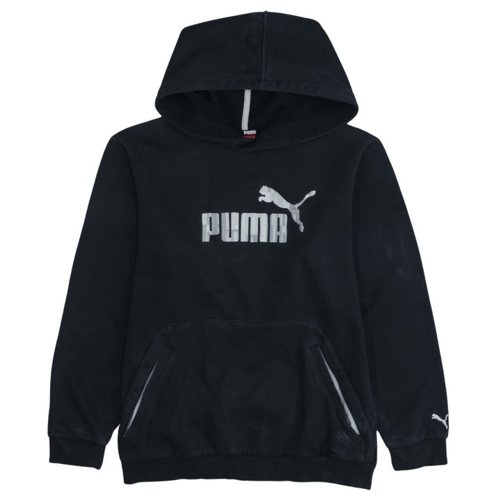 Puma Boys Black XL Pullover Hoodie with Silver Logo Print