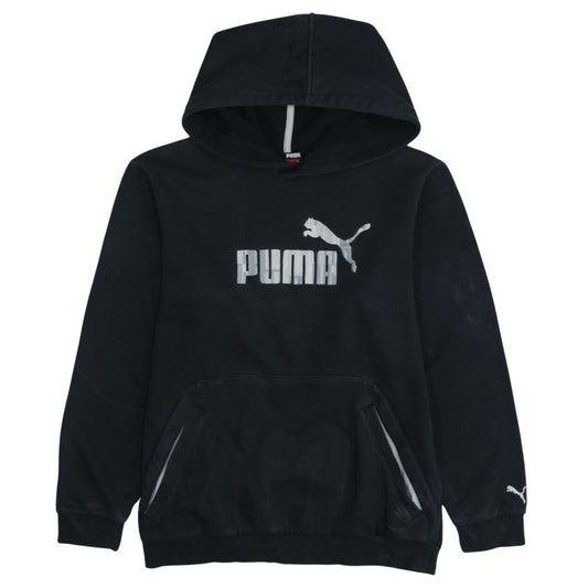 Puma Boys Black XL Pullover Hoodie with Silver Logo Print
