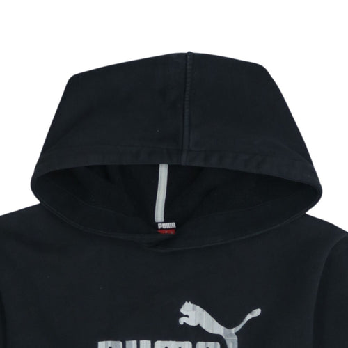 Puma Boys Black XL Pullover Hoodie with Silver Logo Print