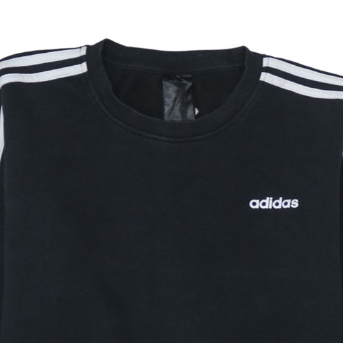 Adidas Women Black Crew Neck Long Sleeve Pullover Sweatshirt L