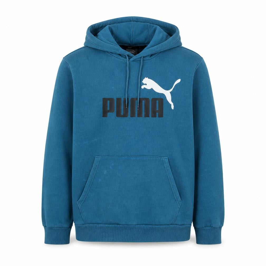 Front view of Puma Men's Blue Pullover Hoodie Small Fleece Graphic Sportswear