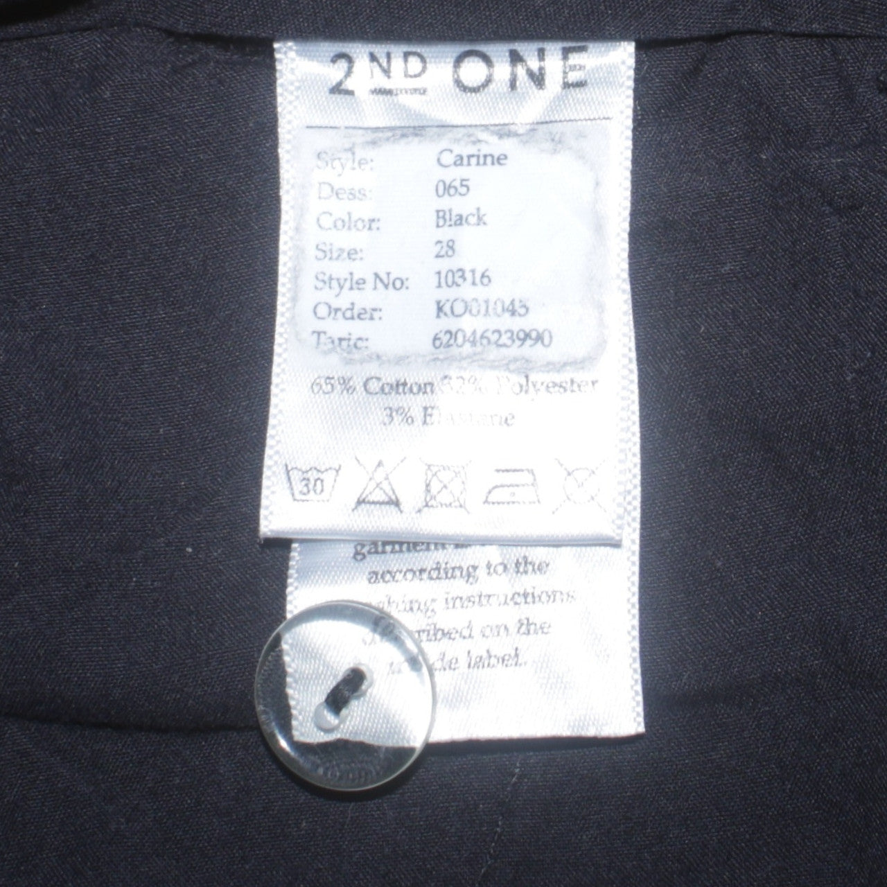 2nd One Women's Black Chino Trousers Size 28 Slim Fit