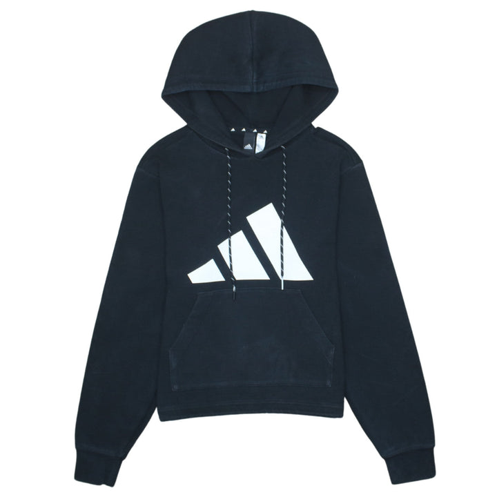 Adidas Womens Black XS Pullover Hoodie with Logo Print