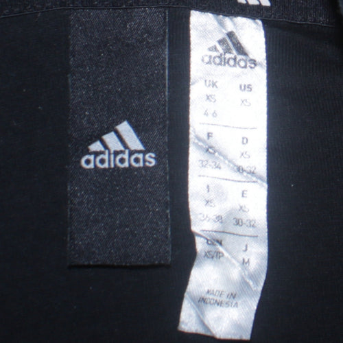 Adidas Womens Black XS Pullover Hoodie with Logo Print