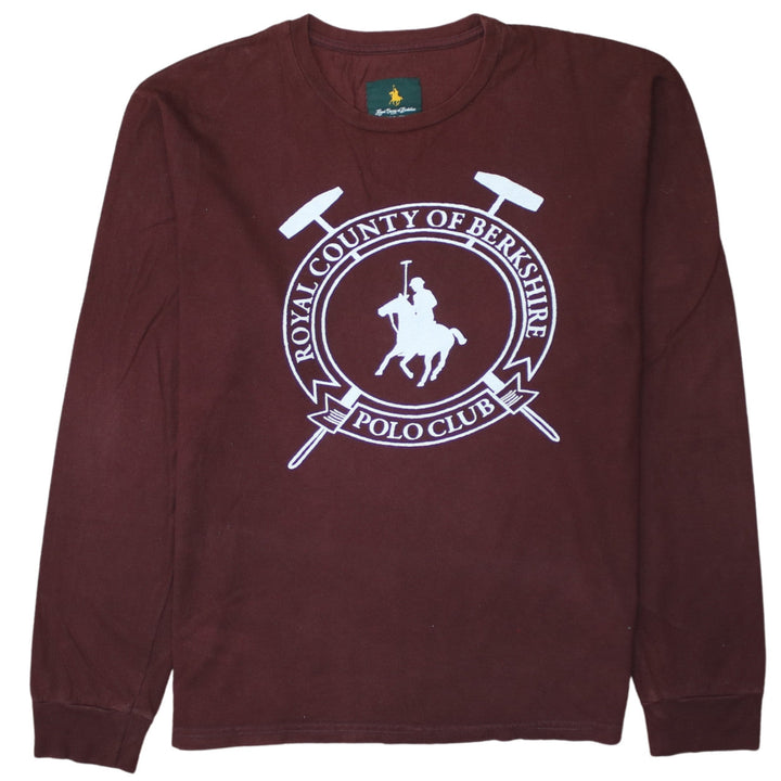 Royal County of Berkshire Polo Club Men's Maroon Long Sleeve T-Shirt Size L