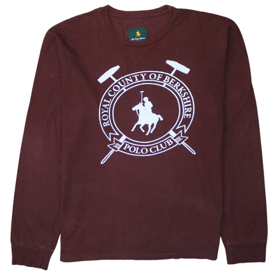 Royal County of Berkshire Polo Club Men's Maroon Long Sleeve T-Shirt Size L