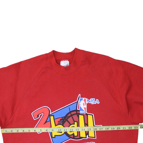 Fruit of the Loom Men's Red NBA 2Ball Sweatshirt XL Retro 90s Pullover