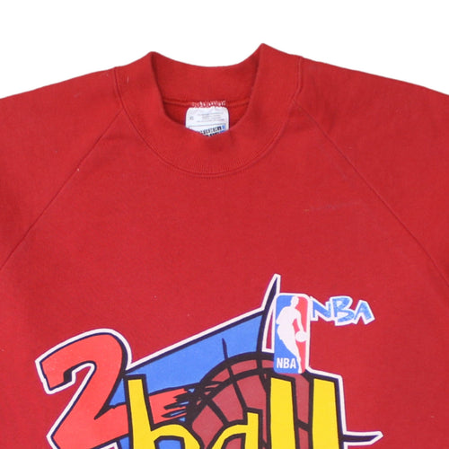 Fruit of the Loom Men's Red NBA 2Ball Sweatshirt XL Retro 90s Pullover