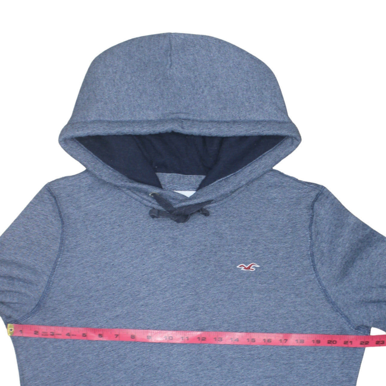 Hollister Men Blue Pullover Hoodie S Fleece Logo Regular Fit