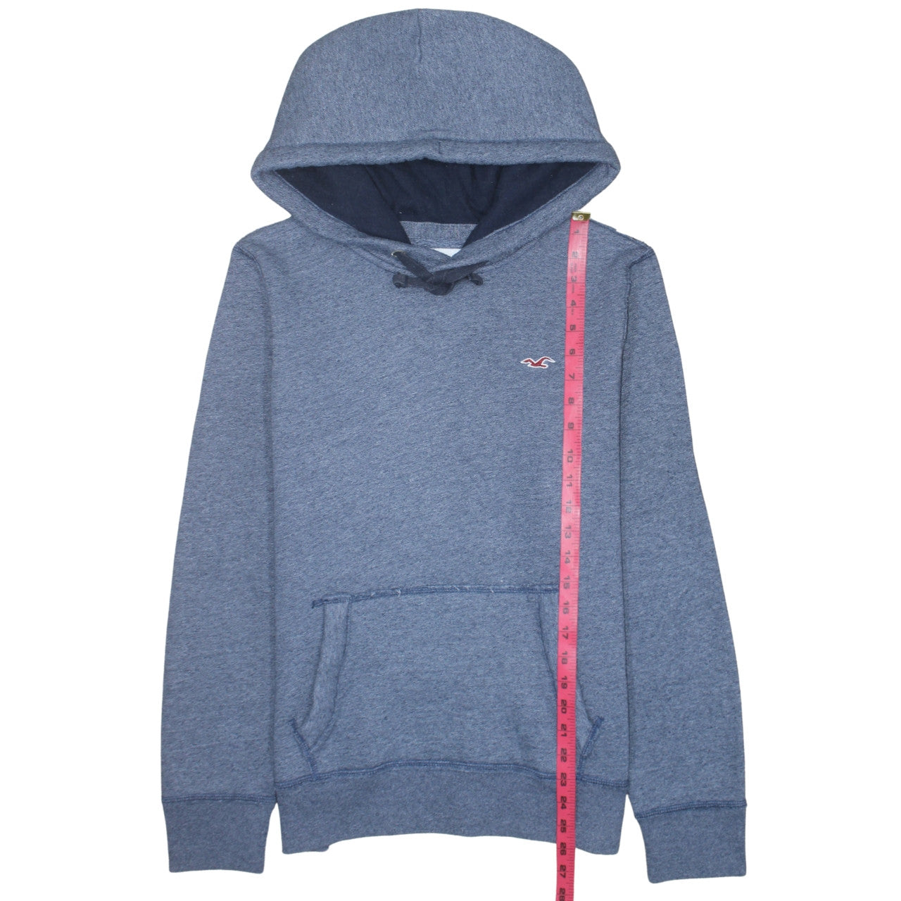 Hollister Men Blue Pullover Hoodie S Fleece Logo Regular Fit