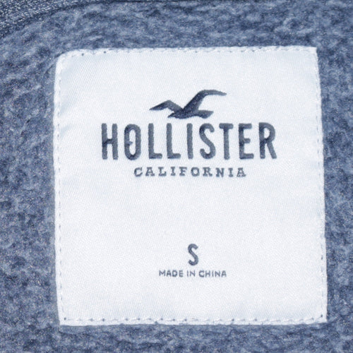Hollister Men Blue Pullover Hoodie S Fleece Logo Regular Fit