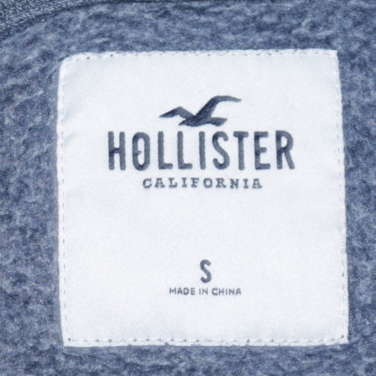 Hollister Men Blue Pullover Hoodie S Fleece Logo Regular Fit