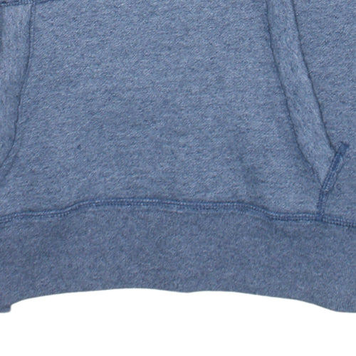 Hollister Men Blue Pullover Hoodie S Fleece Logo Regular Fit