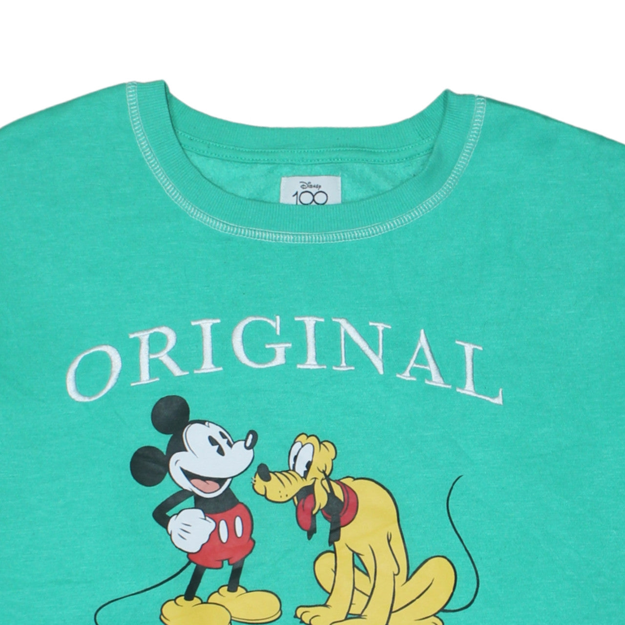 Disney 100 Primark Women's Green Mickey Pluto Sweatshirt L
