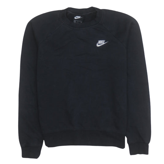 Nike Women Black Small Pullover Sweatshirt Crew Neck Cotton Blend