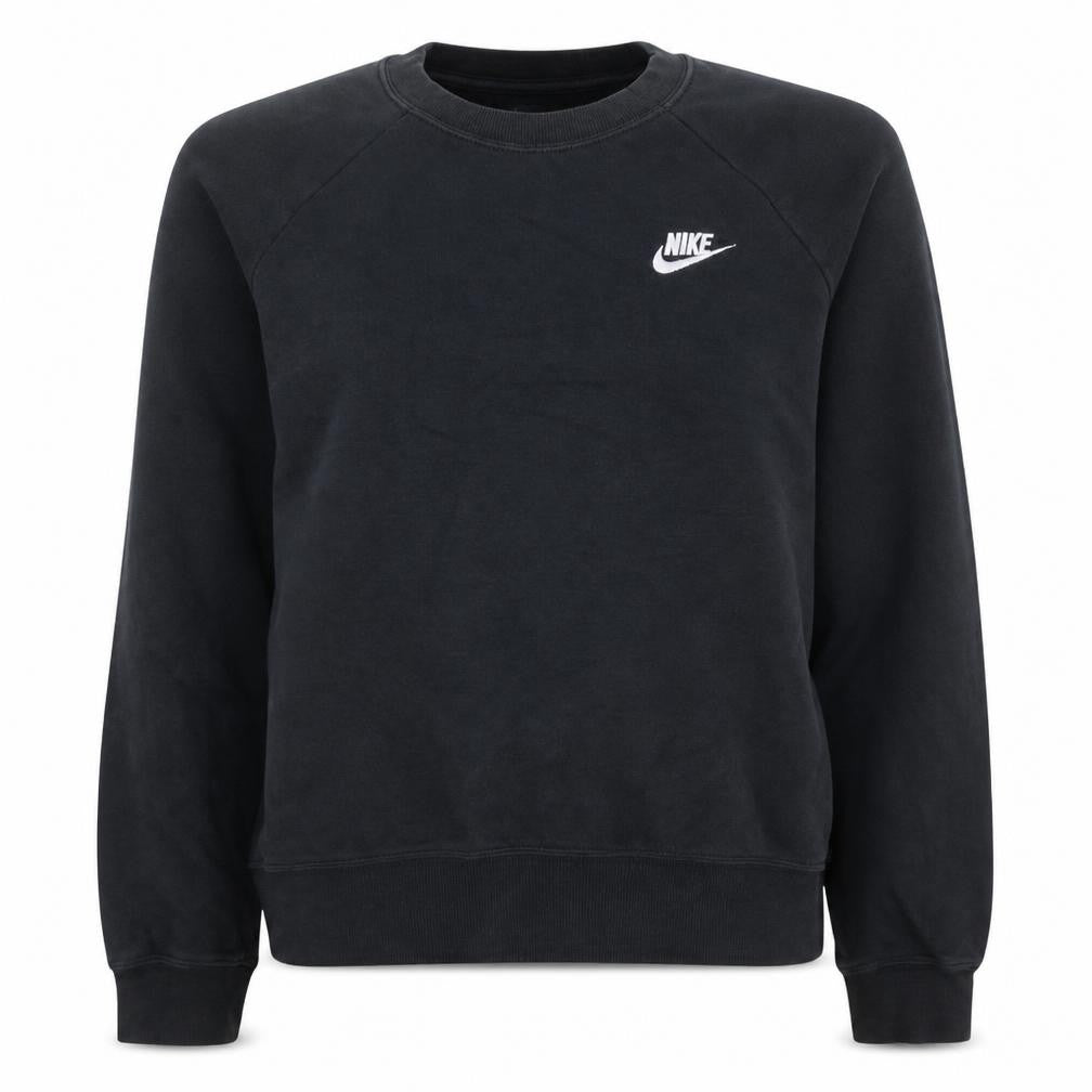 Front view of Nike Women Black Small Pullover Sweatshirt Crew Neck Cotton Blend