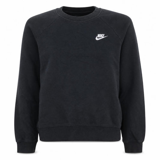 Front view of Nike Women Black Small Pullover Sweatshirt Crew Neck Cotton Blend