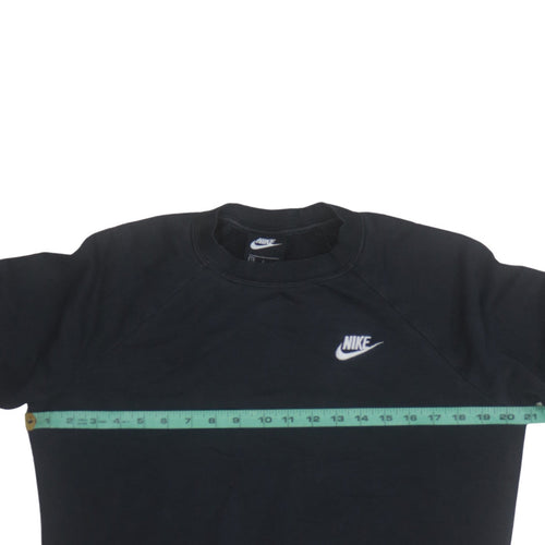 Nike Women Black Small Pullover Sweatshirt Crew Neck Cotton Blend