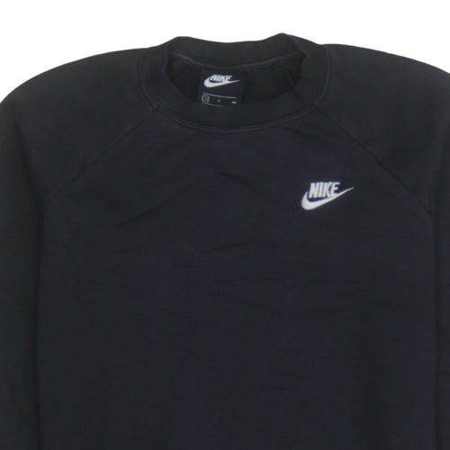 Nike Women Black Small Pullover Sweatshirt Crew Neck Cotton Blend