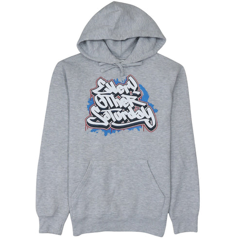 Russell Men’s Grey Pullover Hoodie M Graphic Urban Style
