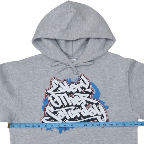 Russell Men’s Grey Pullover Hoodie M Graphic Urban Style